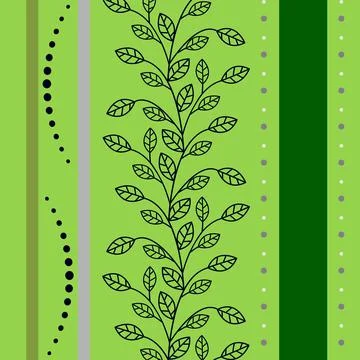 Pattern of leaves and circles and stripes Illustrazione stock