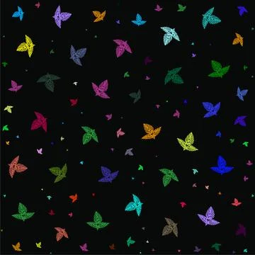 Pattern with leaves and flowers on black background vector design Illustrazione stock