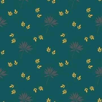 A pattern of leaves and flowers in a blue background Stock Illustration