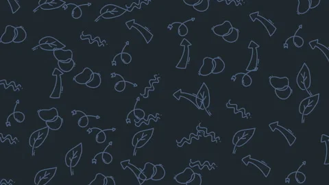 Pattern of leaves arrows squiggle lines and circles. Stock Footage 318996702