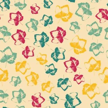 Pattern with leaves on bright yellow background Stock Illustration