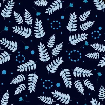 Pattern of leaves in cold colors. Scandinavian. 스톡 일러스트