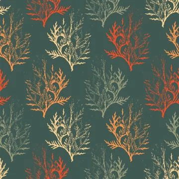 Pattern with leaves on dark background Stock Illustration
