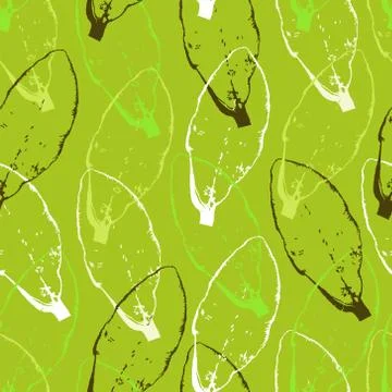 Pattern with leaves on green background Ilustração Stock