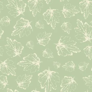 Pattern with leaves on light green background Stock Illustration