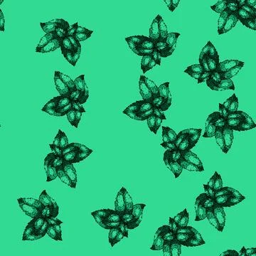 Pattern leaves mint sketch hand drawn 库存插图