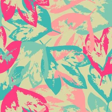 Pattern with leaves on pale green background Stock Illustration