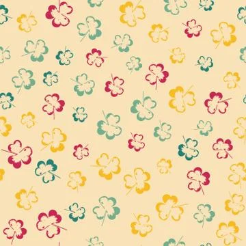Pattern with leaves on pale yellow background Stock Illustration