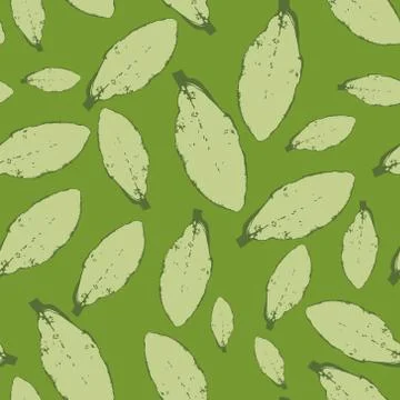 Pattern with leaves in pastel on green background Stock Illustration