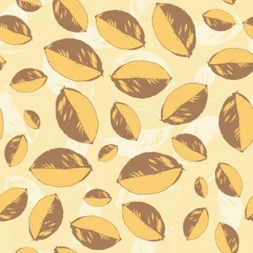 Pattern with leaves in pastel on yellow background Ilustração Stock
