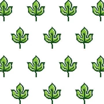 Pattern leaves pixel art design background Stock Illustration
