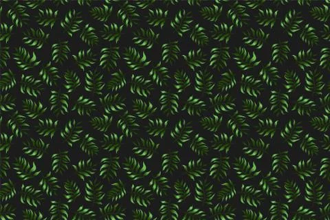 Pattern leaves seamless. Green palm leaves deisgn texture background. Vector Stock Illustration