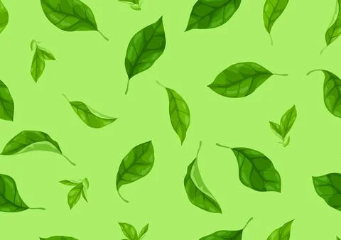 Pattern with leaves. Spring or summer stylized foliage. Illustrazione stock