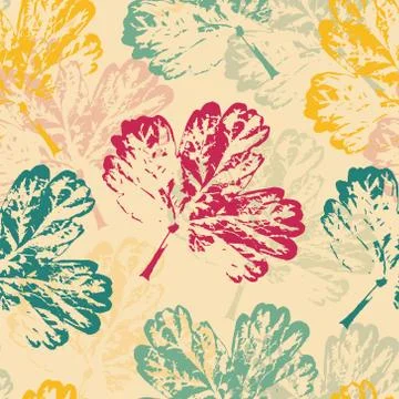 Pattern with leaves on warm background Stock Illustration