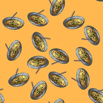 Pattern legume lentils sketch hand drawn Stock Illustration