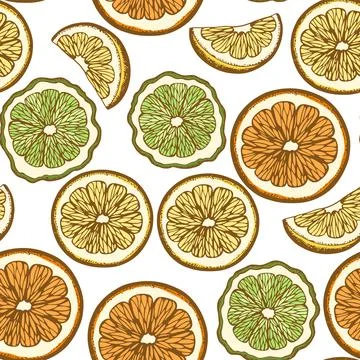 Pattern with lemon, orange and lime slices Stock Illustration
