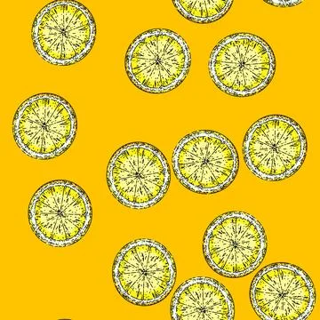 Pattern lemon ripe slice sketch hand drawn Stockillustratie