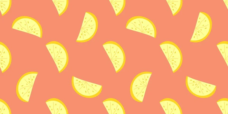 Pattern Lemon Slices on orange background. Seamless print piece of Citrus Illustrazione stock