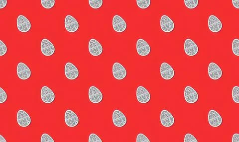 Pattern of lemon slices on red background for summer design Stock Illustration