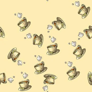 Pattern lemon tea sketch hand drawn Stockillustratie
