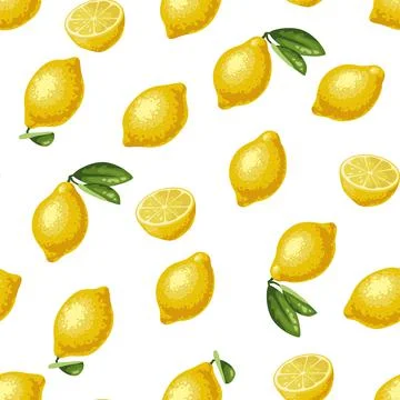 A pattern of lemons on a white background. Stock Illustration