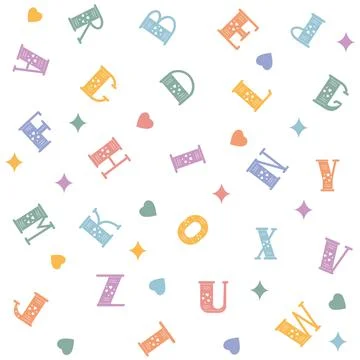 Pattern with letters of the alphabet, color vector illustration on a white Stock Illustration