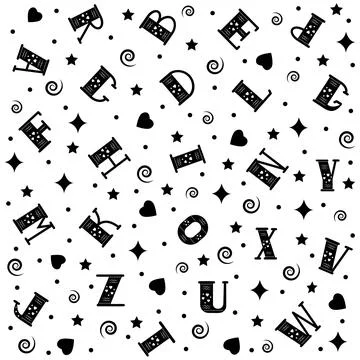 Pattern with letters of the alphabet, color vector illustration on a white Stock Illustration