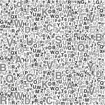 A pattern of letters. Letters of different sizes Stock Illustration