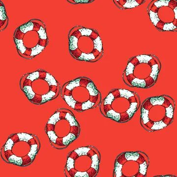 Pattern lifebuoy ring sketch hand drawn 스톡 일러스트
