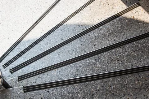 Pattern of light and shadow on the concrete spiral staircase, Background Foto stock