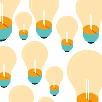 Pattern of light bulb on white background Stock Illustration