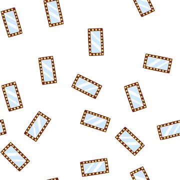Pattern light makeup mirror frame cartoon vector Illustrazione stock