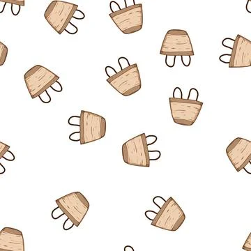 Pattern lightweight wicker laundry basket cartoon vector Stock Illustration