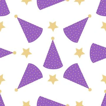 Pattern of lilac cap and star on white Stock Illustration
