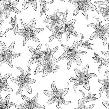 Pattern with lilies Stock Illustration
