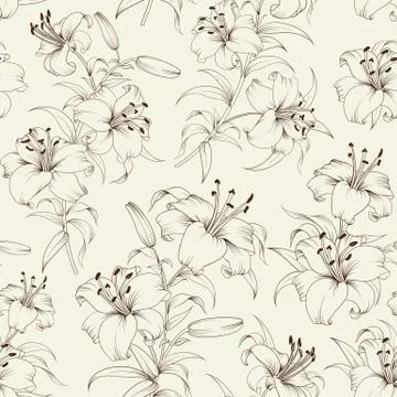Pattern of lily flowers Illustrazione stock