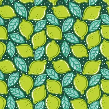 Pattern with lime and pepper mint 스톡 일러스트