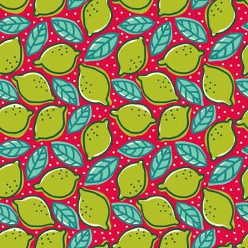Pattern with lime and pepper mint Stock Illustration