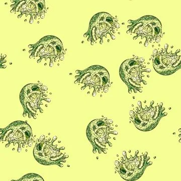 Pattern lime splash juicy sketch hand drawn イラスト素材