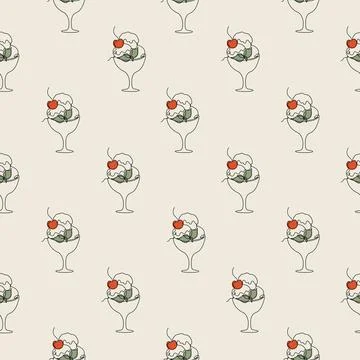 Pattern with line art style ice cream Stock Illustration