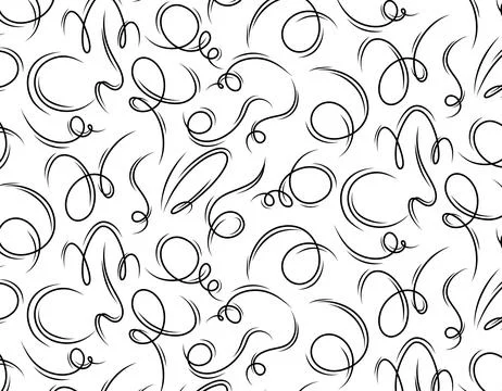 The pattern line is drawn with a brush. Pencil curls Ornament. Scribble str.. Stock Illustration