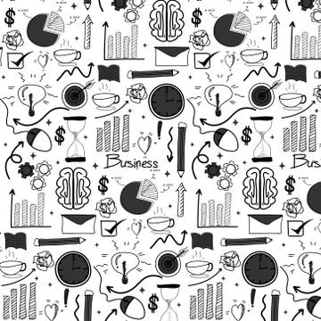 Pattern With Line Hand Drawn Doodle Business Background. Stock Illustration