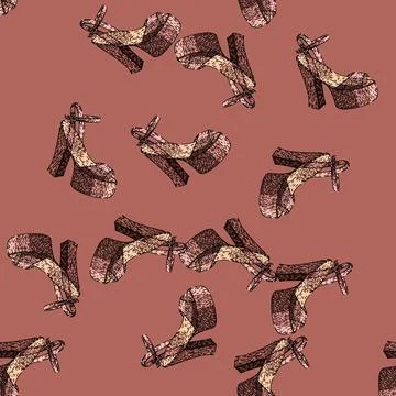 Pattern line high heel shoes sketch hand drawn Stock Illustration