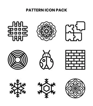 Pattern Line Set Icons Pack 库存插图