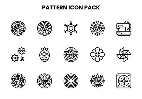 Pattern Line Set Icons Pack Stock Illustration