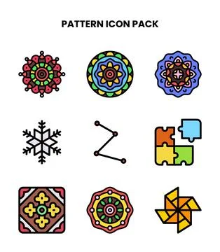Pattern Lineal Color Bundle Icons Pack Stock Illustration