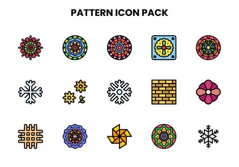 Pattern Lineal Color Bundle Icons Pack 스톡 일러스트