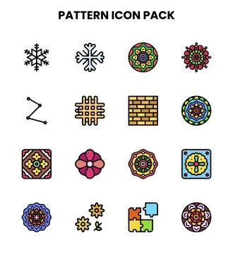 Pattern Lineal Color Collection Icons Pack Stockillustratie