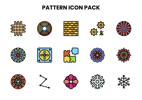 Pattern Lineal Color Collection Icons Pack Stock Illustration