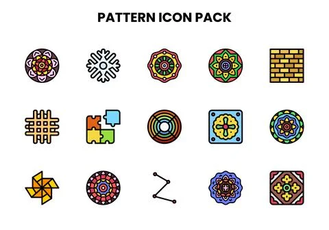 Pattern Lineal Color Graphics Icons Pack Stock Illustration